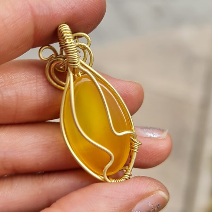 گردنبند سنگ برنزی با رکاب ساخت دست