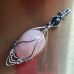 گردنبند سنگ رز کوارتز تخم مرغی