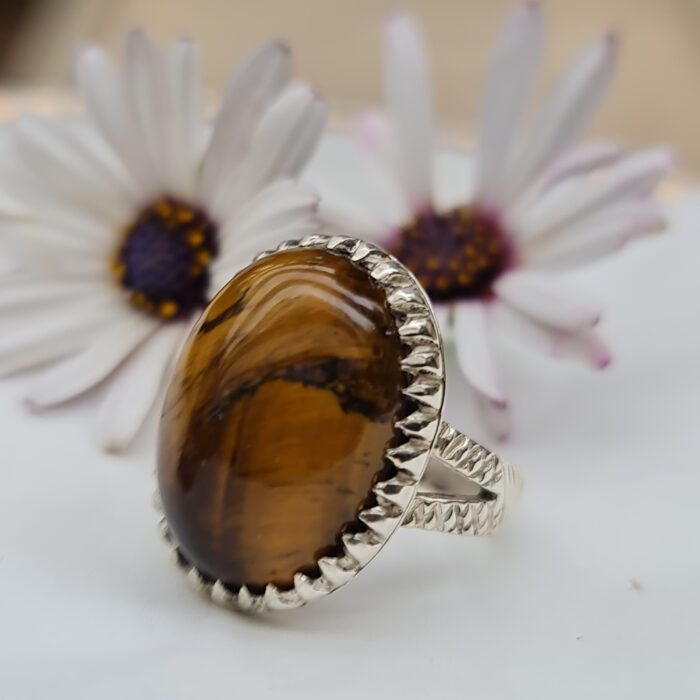 انگشتر چشم ببر با رکاب نقره