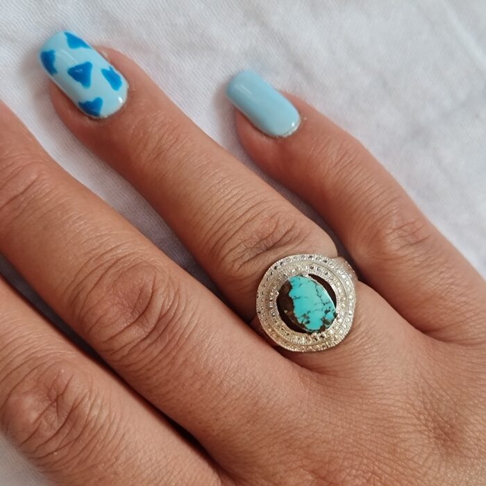 انگشتر نقره و سنگ فیروزه اصل نیشابور