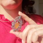 گردنبند سنگ اصل شرف الشمس و استیل