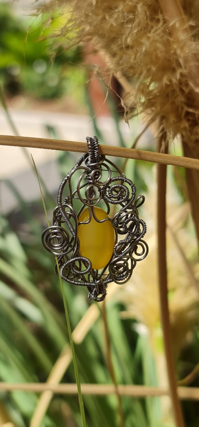 گردنبند استیل و سنگ شرف الشمس