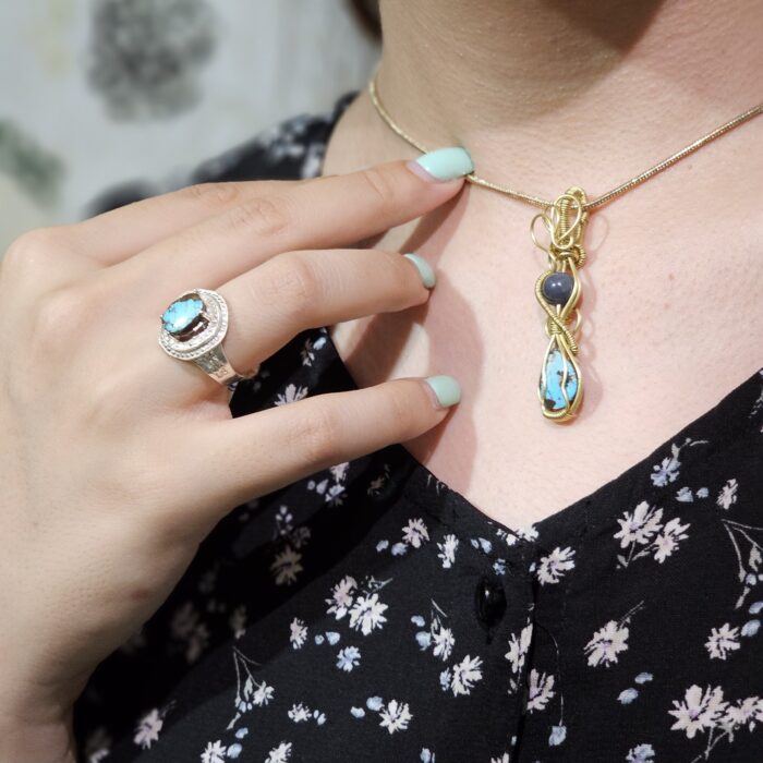 firooze-yashm-3 گردنبند و انگشتر نقره با سنگ فیروزه