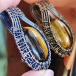 گردنبند سنگ چشم ببر با رکاب مس دست ساز