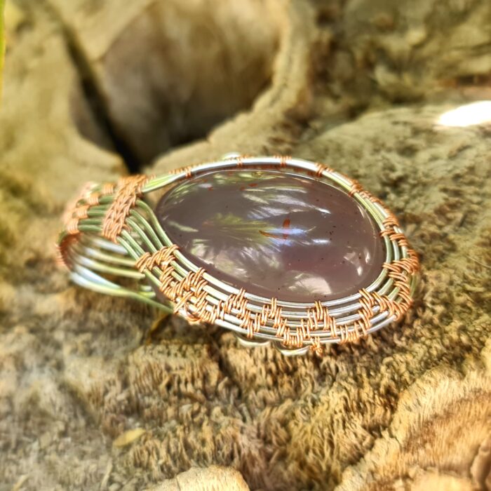 گردنبند سنگ عقیق یاسی خالدار