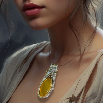 گردنبند سنگ شرف الشمس یا عقیق زرد