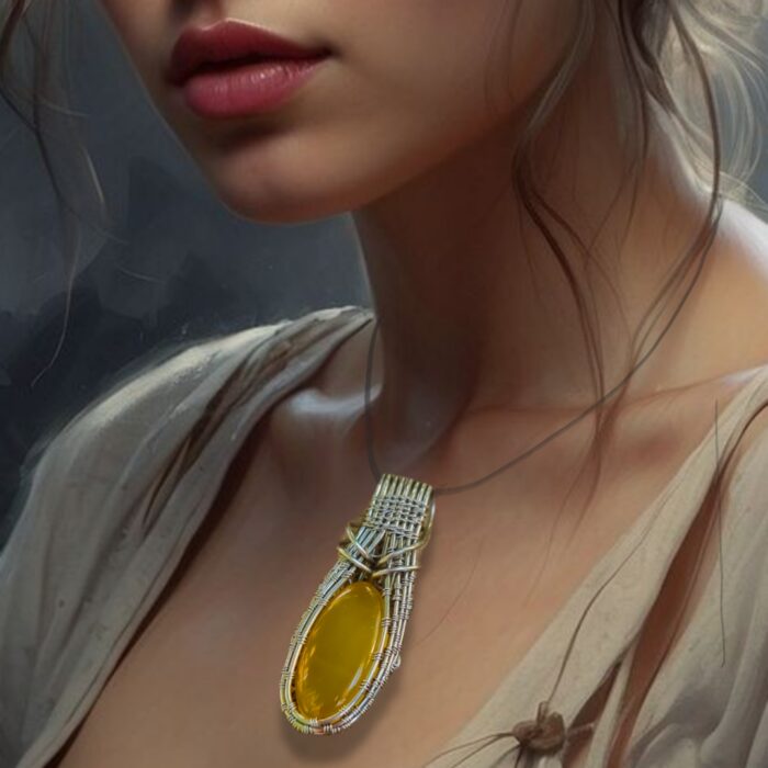 گردنبند سنگ شرف الشمس یا عقیق زرد