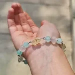 دستبند مهره های سیترین و آکوامارین و رز کوارتز