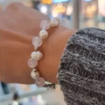 دستبند مروارید و مهره سنگ کوارتز