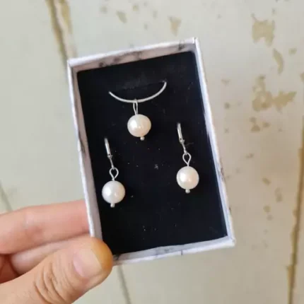 ست گردنبند و گوشواره مروارید استیل