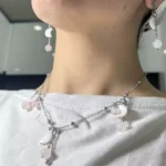 گوشواره و گردنبند صدف ماه و رز کوارتز