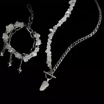 گردنبند و دستبند سنگ کوارتز شفاف