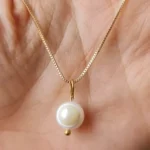 گردنبند مروارید استیل طلایی