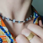 گردنبند سنگ اصل آکوامارین و منجوق