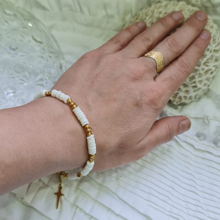 دستبند صدف طبیعی به شکل فیمو تیوبی