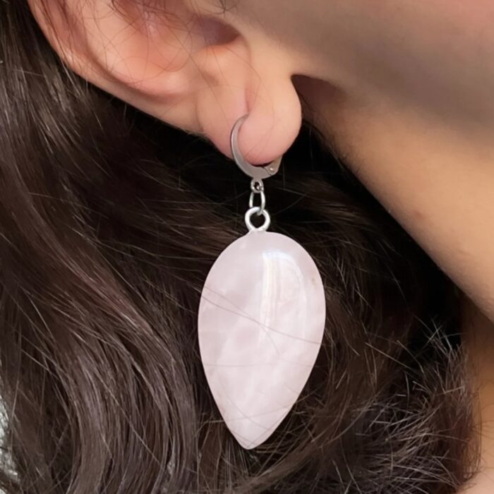 گوشواره رز کوارتز صورتی اشک