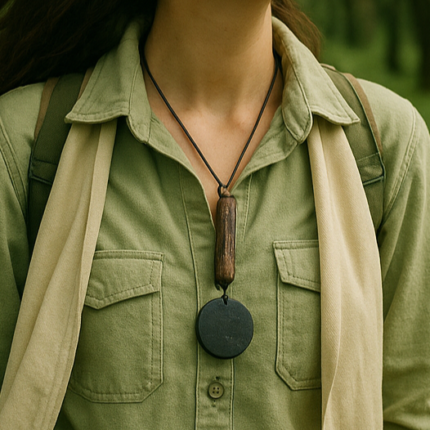 گردنبند چوبی و سنگی