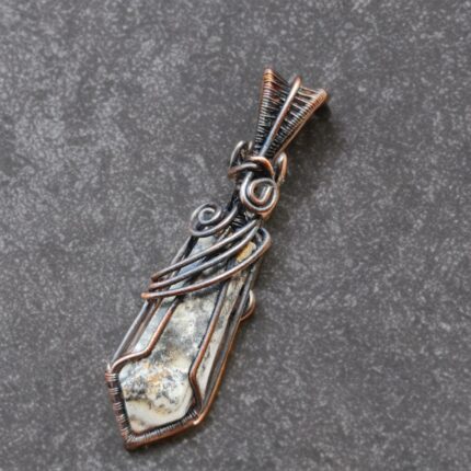 گردنبند سنگ اصل و رکاب مس دستساز