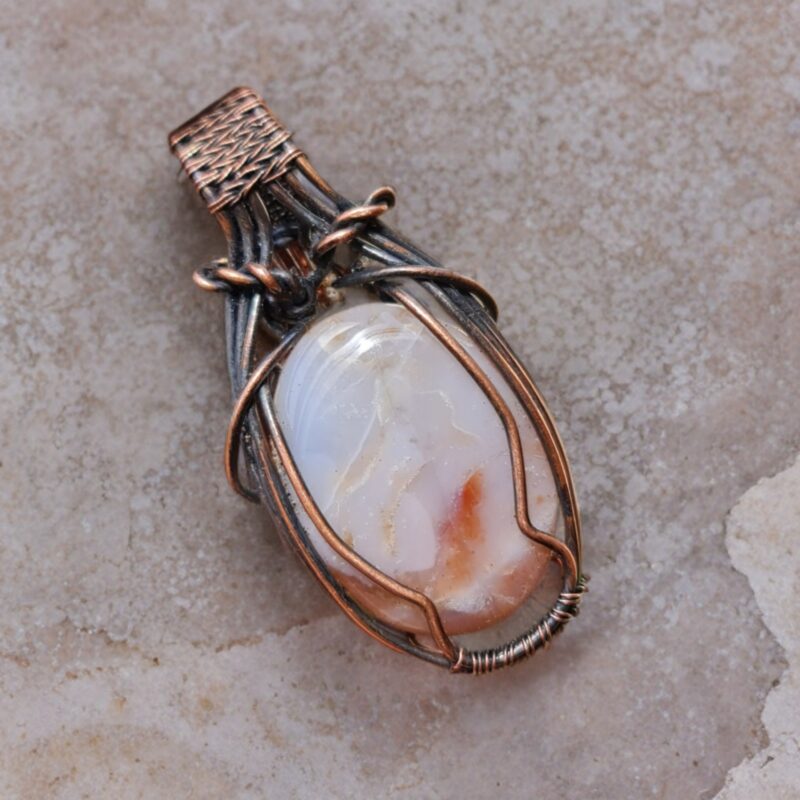 گردنبند عقیق سلیمانی دست ساز