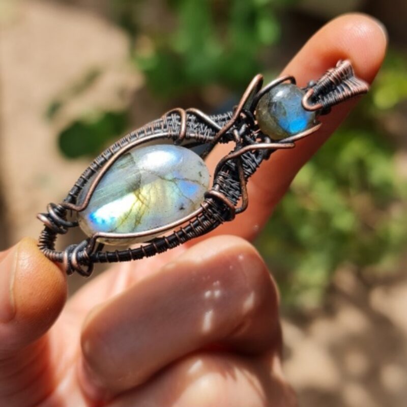 گردنبند سنگ لابرادوریت و مس