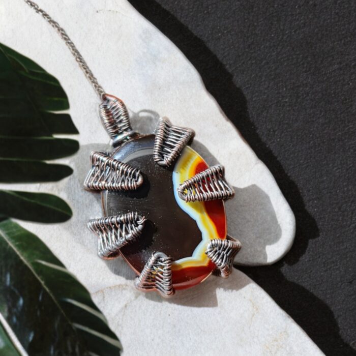 سنگ عقیق سلیمانی با رکاب مس