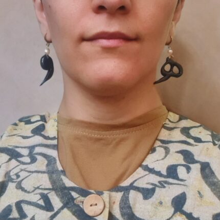 گوشواره کلمه "هو" با نگین مروارید و یاد خدا