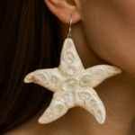 گوشواره سنگ کوارتز طبیعی به شکل ستاره