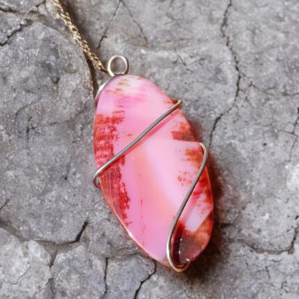 گردنبند سنگ عقیق صورتی