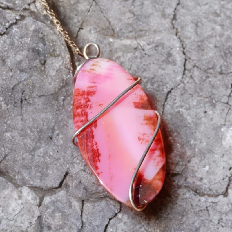 گردنبند سنگ عقیق صورتی