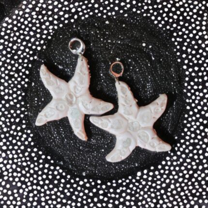 گوشواره سنگ اصل کوارتز به شکل ستاره دریایی