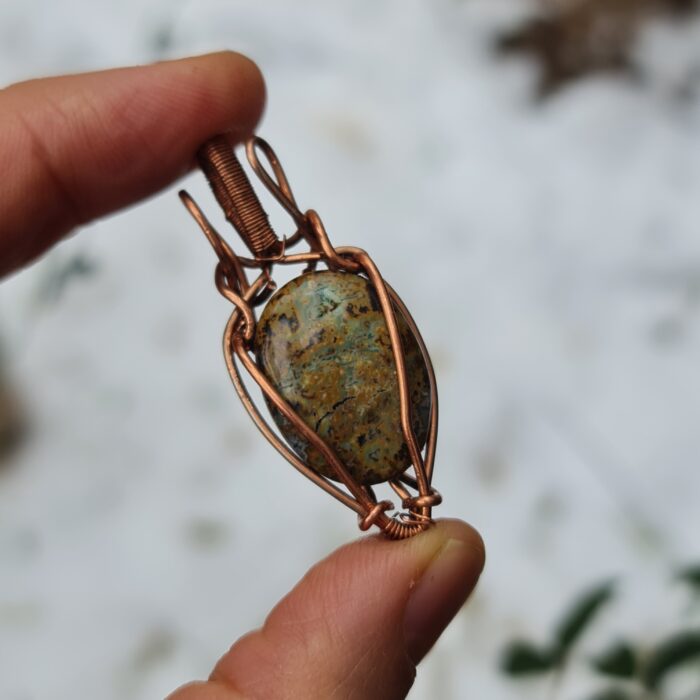 AGATEMESS4 سنگ عقیق با رکاب مس دستساز