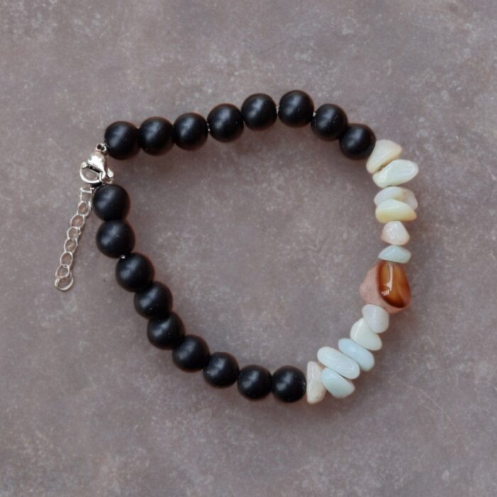 دستبند اونیکس و آمازونیت و عقیق برای معماران با نمای کامل