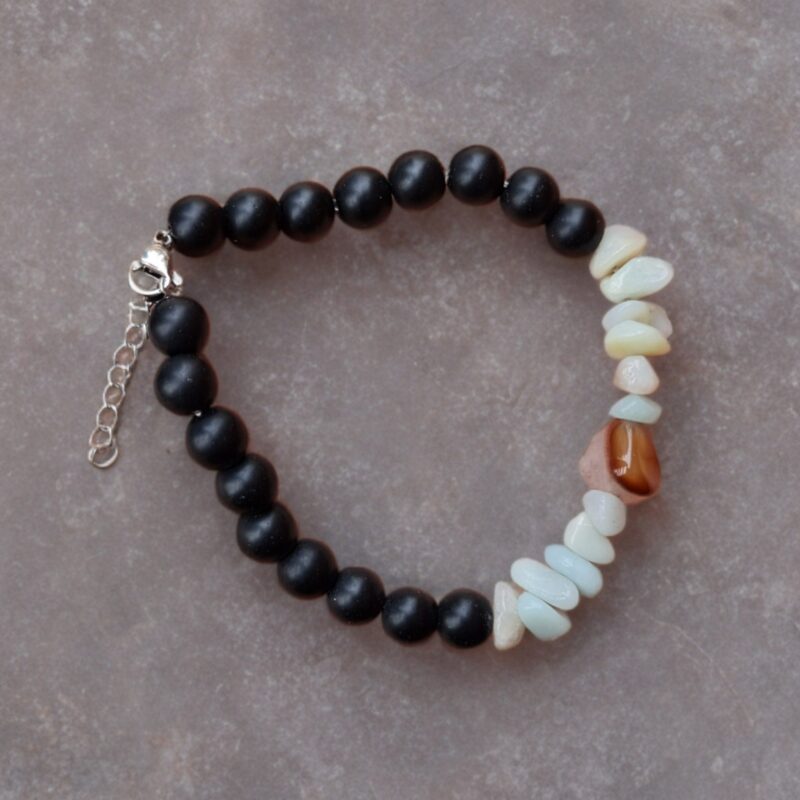 دستبند اونیکس و آمازونیت و عقیق برای معماران با نمای کامل