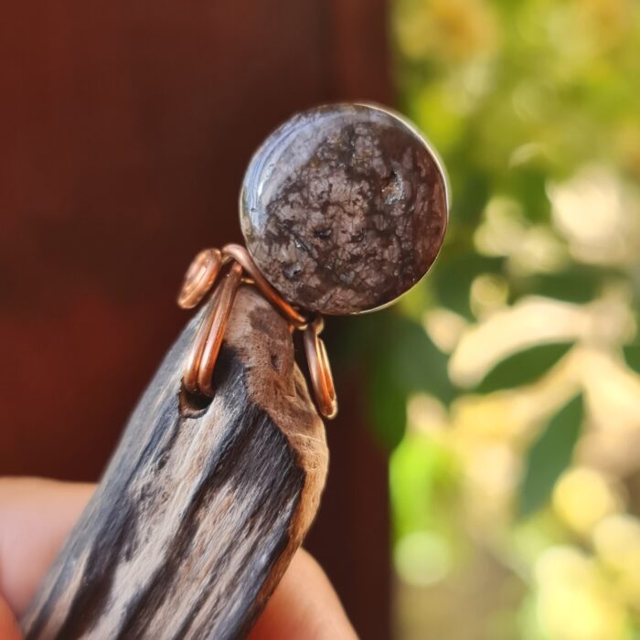 گردنبند سنگ جاسپر و چوب دریا